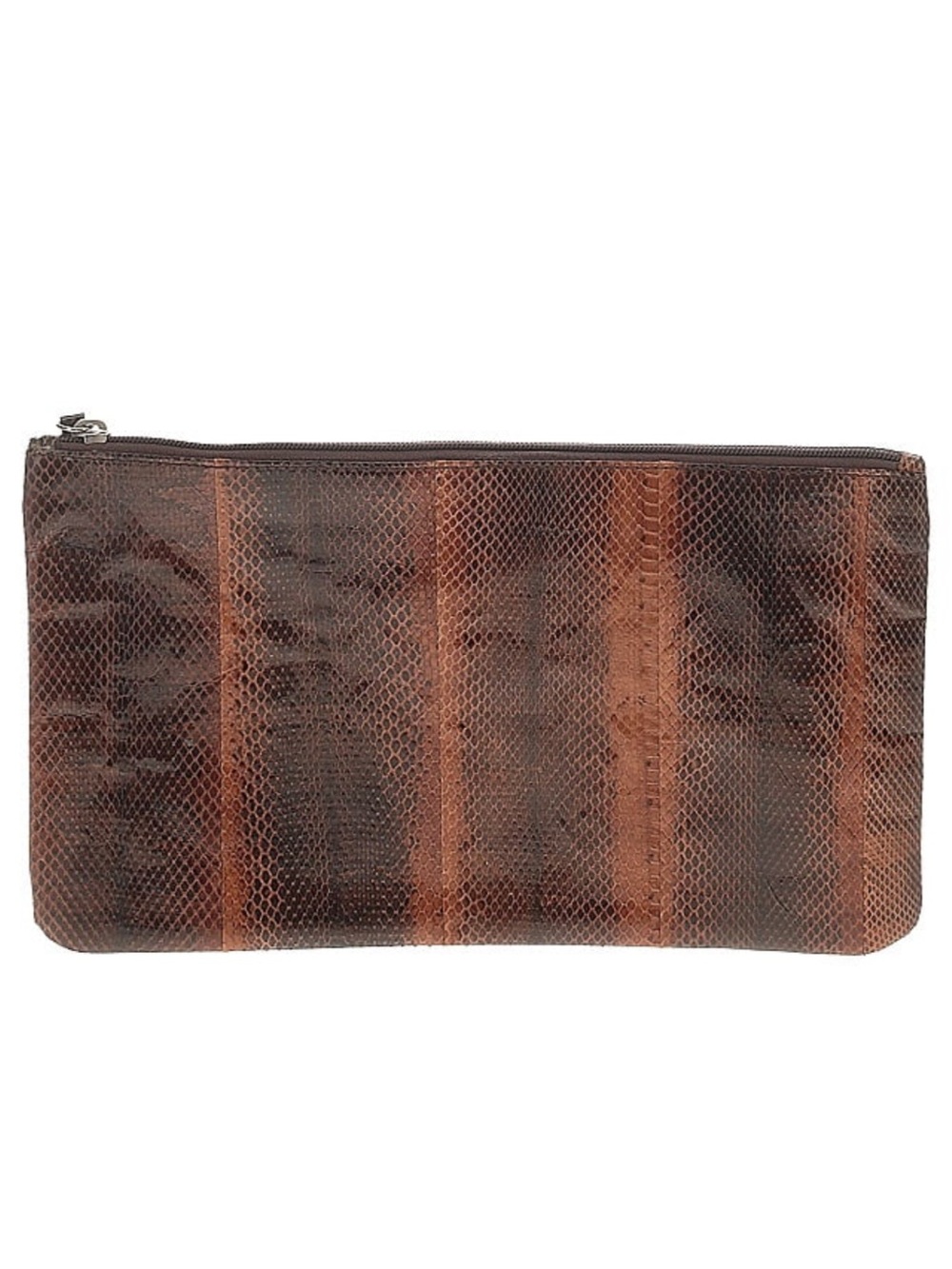 Leather Animal Print Textured Zip Pouch